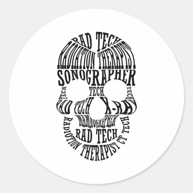 Rad Tech Skull Technologist Xray Radiology Tech Classic Round Sticker (Front)