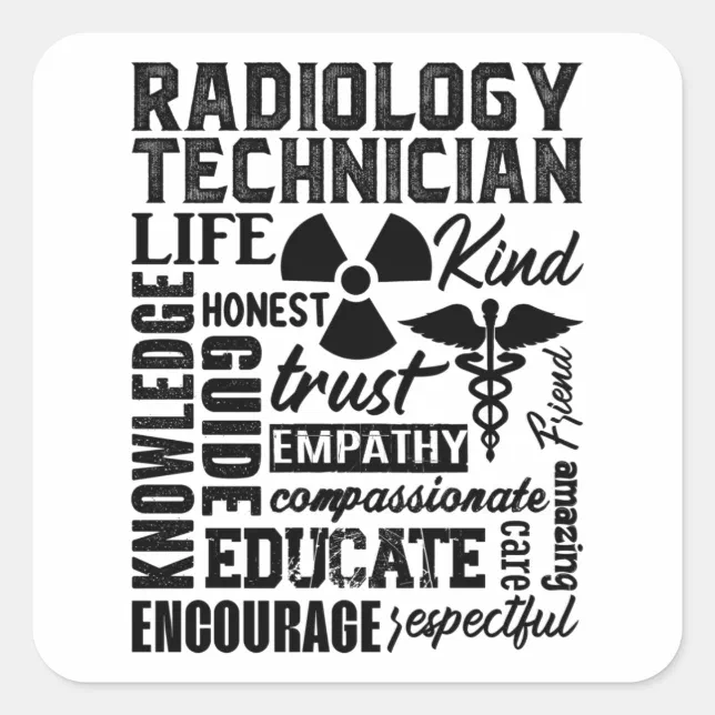 Rad Tech Sticker File Rad Tech Technologist Xray Radiology Technician Square Sticker | Zazzle
