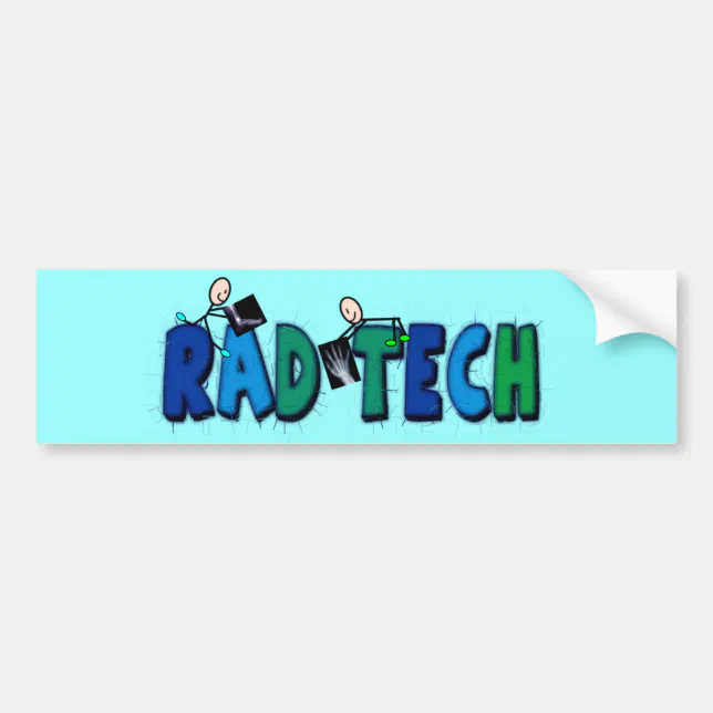 Rad Tech With Stick People and Xrays Design Bumper Sticker | Zazzle