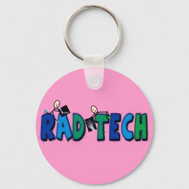 Rad Tech With Stick People and Xrays Design Keychain (Front)
