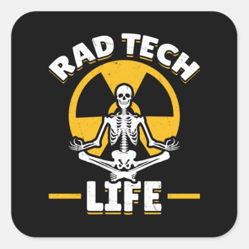 Rad Tech Yoga Skeleton Xray Radiology Square Sticker