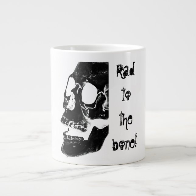 "Rad to the bone!" with human skull Large Coffee Mug (Front)