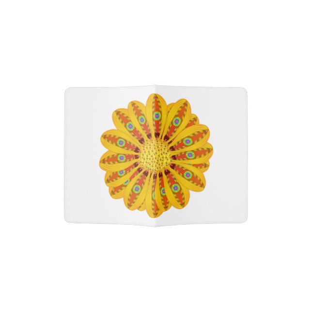 Rad Yellow Posh Flower Flair Deviant Hipster Rave Passport Holder (Opened)