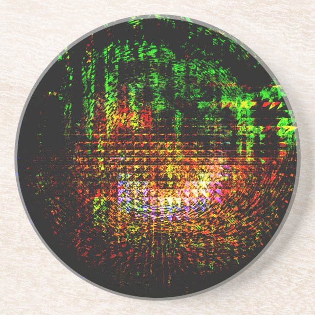radar kaleidoscope pattern sandstone coaster (Front)