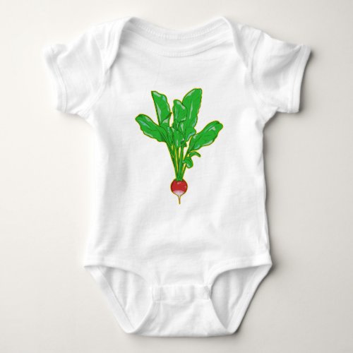 Raddish vegetable illusatration baby bodysuit