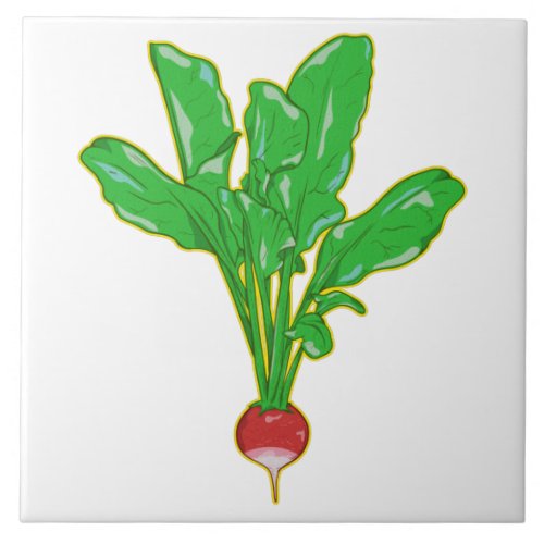 Raddish vegetable illusatration ceramic tile