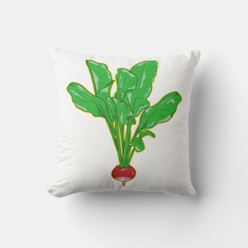 Raddish vegetable illusatration throw pillow