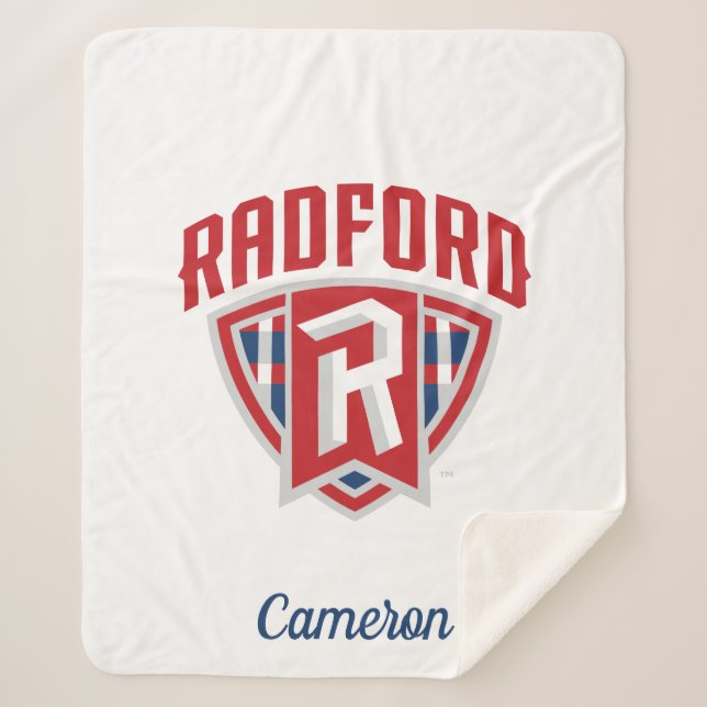 Radford University Arch Shield | Add Your Name Sherpa Blanket (Front)