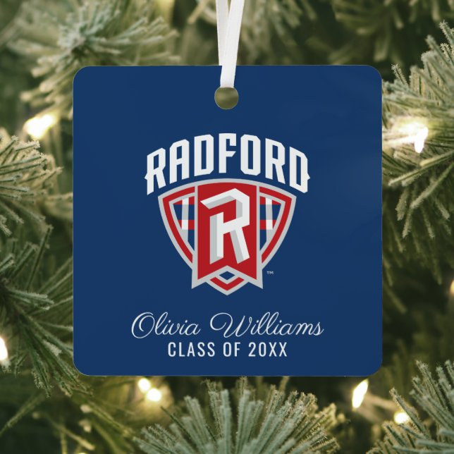 Radford University Arch Shield | Graduation Metal Ornament (Insitu)