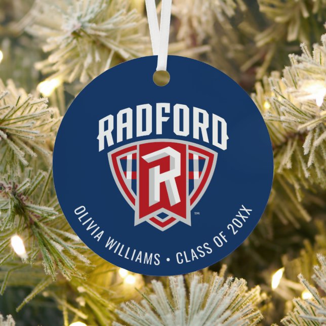 Radford University Arch Shield | Graduation Metal Ornament (Insitu)