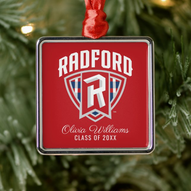 Radford University Arch Shield | Graduation Metal Ornament (Tree)