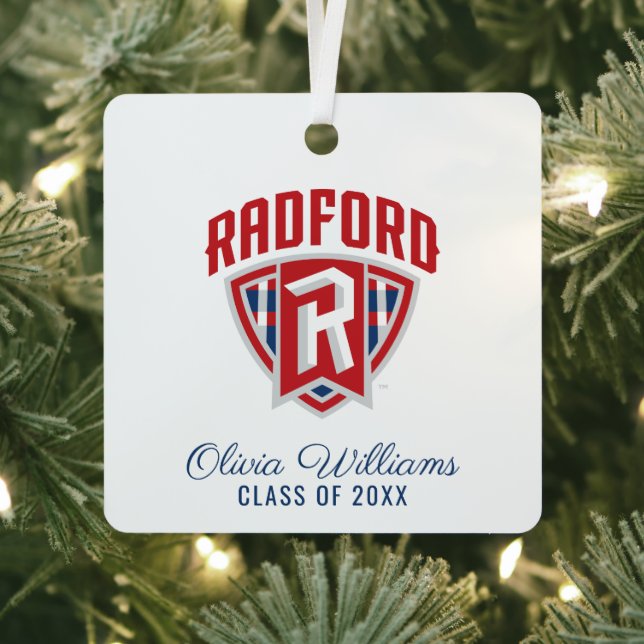 Radford University Arch Shield | Graduation Metal Ornament (Insitu)