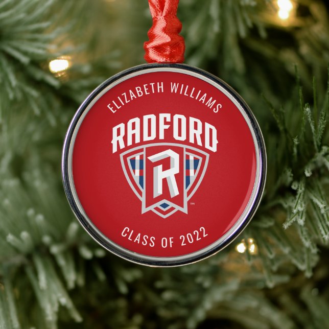 Radford University Arch Shield | Graduation Metal Ornament (Tree)