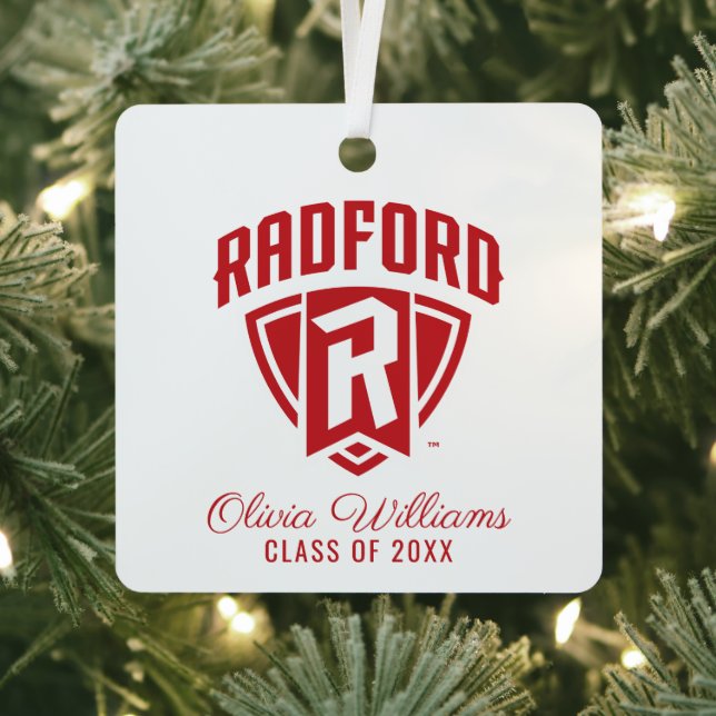 Radford University Arch Shield | Graduation Metal Ornament (Insitu)