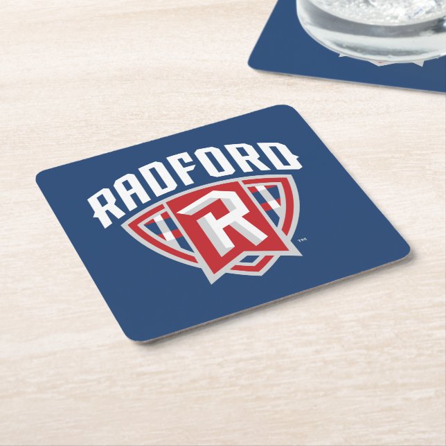 Radford University Arch Shield Square Paper Coaster (Angled)
