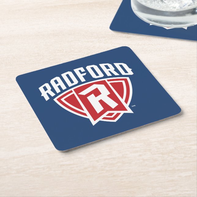 Radford University Arch Shield Square Paper Coaster (Angled)