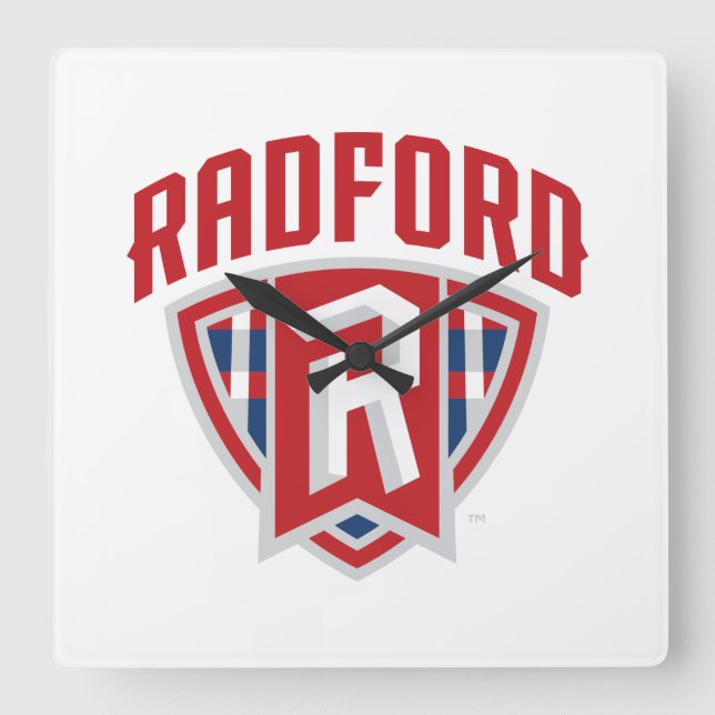 Radford University Arch Shield Square Wall Clock (Front)