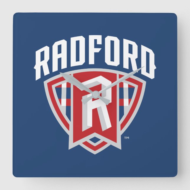 Radford University Arch Shield Square Wall Clock (Front)