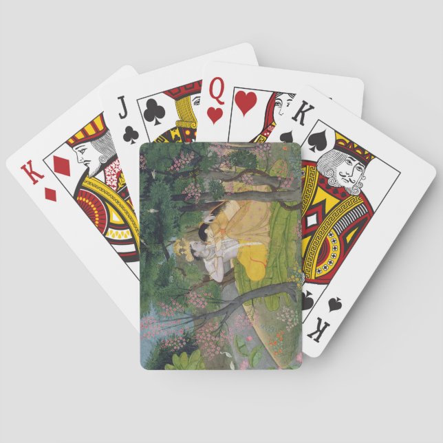Radha and Krishna embrace in a grove of flowering Poker Cards (Back)