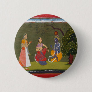 Radha and Krishna in Discussion Button