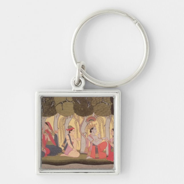 Radha and Krishna seated in a grove, Kulu Keychain (Front)