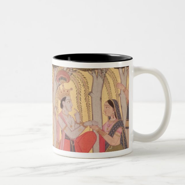 Radha and Krishna seated in a grove, Kulu Two-Tone Coffee Mug (Right)