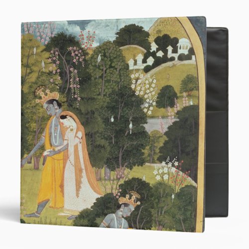 Radha and Krishna walking in a grove 3 Ring Binder