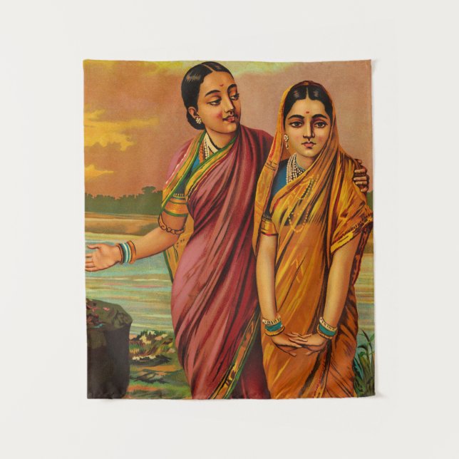 Radha, Goddess of Love by Raja Ravi Varma Tapestry (Front)