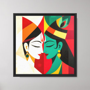 Radha Krishna Abstract Art  Canvas Print