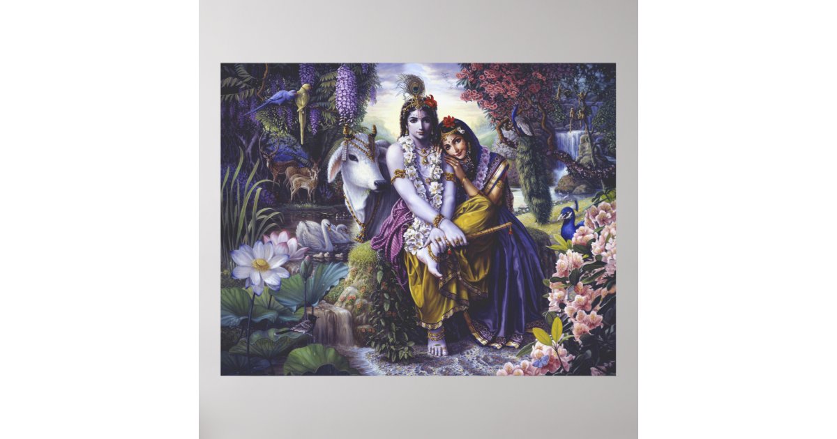 Radha Krishna All Attractive Couple Canvas Poster Zazzle Com