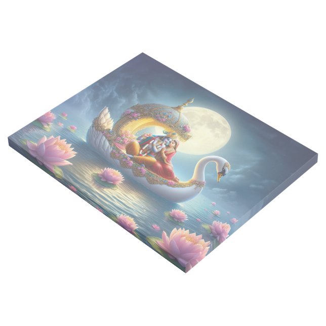 Radha Krishna Boat in night lotus flower vrindavan Gallery Wrap (3/4)