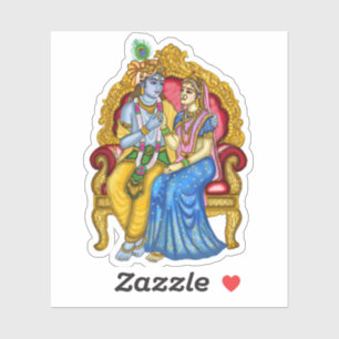 Radha Krishna Button Sticker