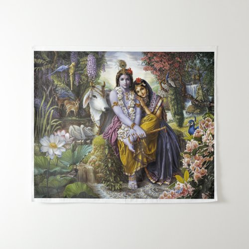 Radha Krishna Divine Couple Tapestry