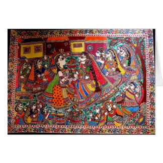 RADHA KRISHNA HINDU GODS MADHUBANI ART STYLE