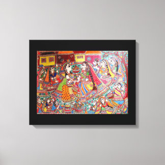 RADHA- KRISHNA INDIAN MADHUBANI STYLE ART PRINT