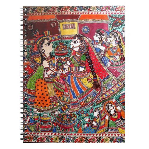 RADHA_KRISHNA MADHUBANI ANCIENT INDIAN ART STYLE NOTEBOOK