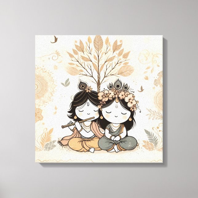 Radha Krishna Mandala Wall Art | Eternal Love  (Front)