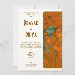 Radha Krishna Mural painting Indian Invitation