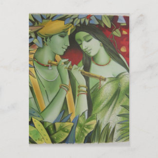 RADHA KRISHNA OIL PAINTING POSTCARD