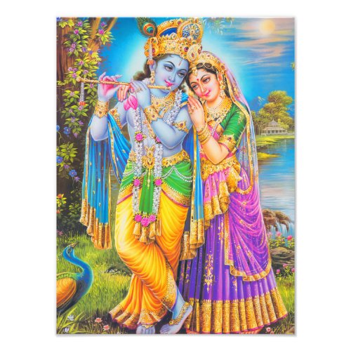 Radha Krishna Painting Hindu God Photo Print