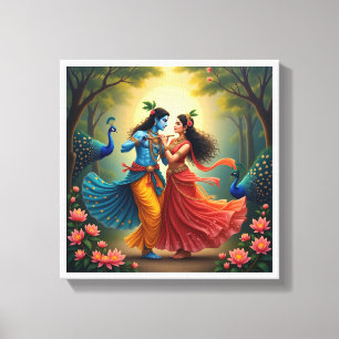 Radha Krishna Spiritual Paintings 🌺🎶. Canvas Print