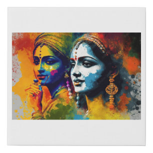Radha Krishna wall decor Faux Canvas Print