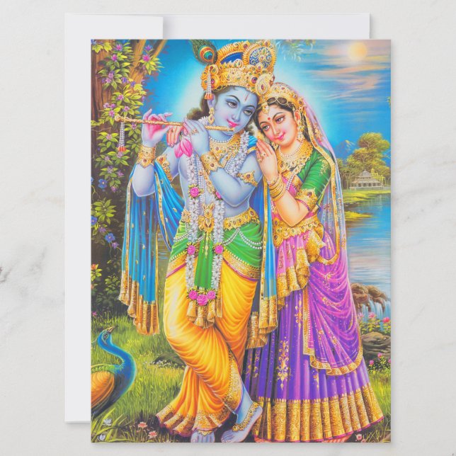 Radha Krishna with Flute Hare Krishna Card (Front)