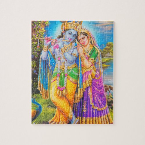 Radha Krishna with Flute Hare Krishna Jigsaw Puzzle