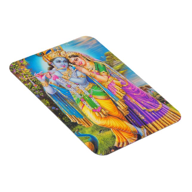 Radha Krishna with Flute Hare Krishna Magnet (Right Side)