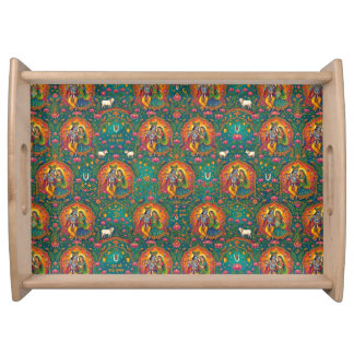 Radhe Krishna Pattern Serving Tray