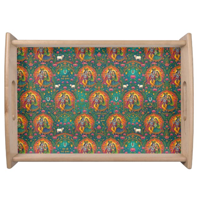 Radhe Krishna Pattern Serving Tray (Front)