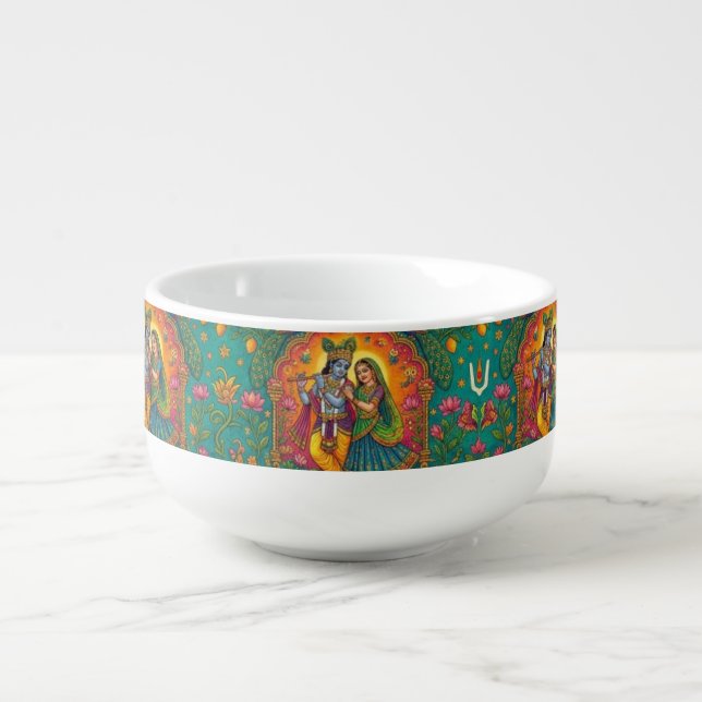 Radhe Krishna Pattern Soup Mug (Front)