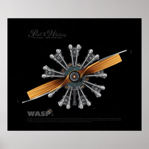 Radial Aircraft Engine with Prop Art Poster
