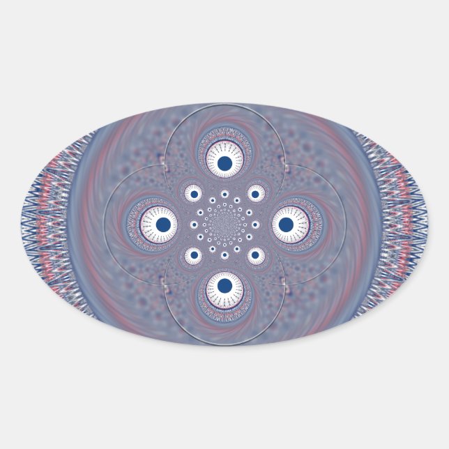 Radial Design Art Print Oval Sticker (Front)